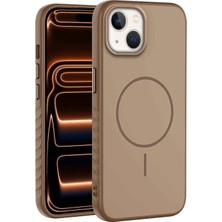 Apple iPhone 13 Uyumlu Kılıf Zebana Mono M-Safe Silikon Kılıf Desert Titanyum