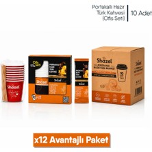 Shazel Portakallı Hazır Türk Kahvesi | Ofis Seti (10 Adet x 1 Kutu) | 12 Kutu