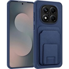 Xiaomi Redmi Note 14 Pro 5g Uyumlu Kılıf Zebana Flexstand Kartlıklı Silikon Kılıf Lacivert