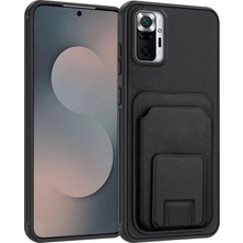 Xiaomi Redmi Note 10 Pro Uyumlu Kılıf Zebana Flexstand Kartlıklı Silikon Kılıf Siyah