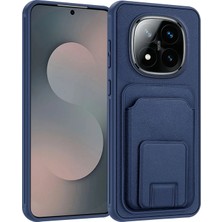 Xiaomi Redmi Note 14 Pro Plus 5g Uyumlu Kılıf Zebana Flexstand Kartlıklı Silikon Kılıf Lacivert