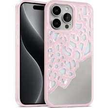 Apple iPhone 16 Pro Max Uyumlu Kılıf Zebana Lace Mirror Silikon Kılıf Rose Gold