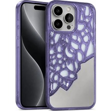 Apple iPhone 15 Pro Uyumlu Kılıf Zebana Lace Mirror Silikon Kılıf Derin Mor