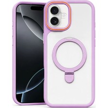 Apple iPhone 16 Plus Uyumlu Kılıf Zebana Magring Standlı Silikon Kılıf Lila