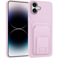 Apple iPhone 16 Uyumlu Kılıf Zebana Flexstand Kartlıklı Silikon Kılıf Rose Gold
