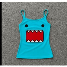Moonstyle Collection Domo Kunn Turkuaz Street Y2K Tam Boy Askılı Bluz