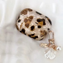 Zebana Zb-Ap1 Airpods Pro 2 Leopar Desenli Şeffaf Silikon Kılıf (Charm Aksesuar Dahil1 Kahverengi