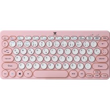 Dora Shopping BT-K95 2,4ghz Wireless + Bluetooth Kablosuz Sessiz Klavye Pembe Çift Modlu Telefon Tablet Mac Uyumlu