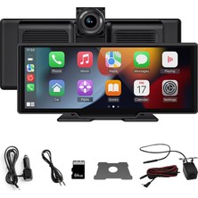Dora Shopping Sınovcle Araba Dvr Ekran, 10.26 Inç IPS Ekran, Kablosuz Carplay ve Android Auto, 170 ° Ön Kamera