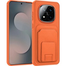 Xiaomi Redmi Note 14 Pro Plus 5g Uyumlu Kılıf Zebana Flexstand Kartlıklı Silikon Kılıf Turuncu