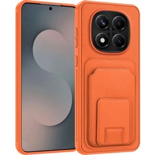 Xiaomi Poco X7 Uyumlu Kılıf Zebana Flexstand Kartlıklı Silikon Kılıf Turuncu