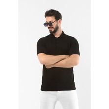 Onno Polo Yaka Regular Siyah Pamuklu T-Shirt