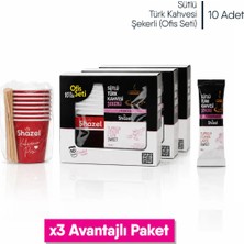 Shazel Hazır Sütlü Türk Kahvesi | Şekerli | Ofis Seti (10 Adet x 1 Kutu) | 3 Kutu