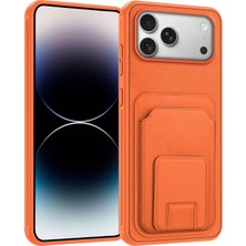 Apple iPhone 17 Pro Max Uyumlu Kılıf Zebana Flexstand Kartlıklı Silikon Kılıf Turuncu