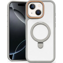 Apple iPhone 13 Uyumlu Kılıf Zebana Magring Standlı Silikon Kılıf Gri