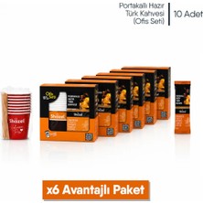 Shazel Portakallı Hazır Türk Kahvesi | Ofis Seti (10 Adet x 1 Kutu) | 6 Kutu