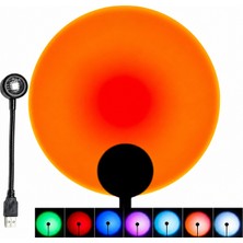 Qasul USB Gün Batımı Projeksiyon Lambası Rgb LED Ortam Işığı 14 Renk 7 Mod Fotoğraf ve Video Çekim Işığı 360° Esnek