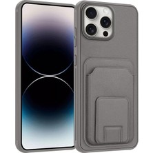 Apple iPhone 16 Pro Max Uyumlu Kılıf Zebana Flexstand Kartlıklı Silikon Kılıf Gri