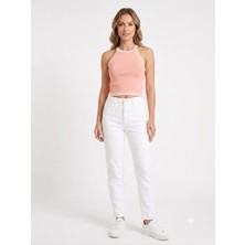 Onno Style Kolsuz Askılı Halter Yaka Triko Kadın Bluz