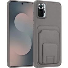 Xiaomi Redmi Note 10 Pro Uyumlu Kılıf Zebana Flexstand Kartlıklı Silikon Kılıf Gri