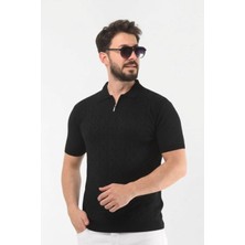 Onno Pamuklu Fermuarlı Desenli Triko Tshirt