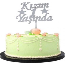 Ozkr Store Kızım 1 Yaşında Ilk Yaş Doğum Günü Partisi Pleksi Pasta Süsü Gümüş Renk