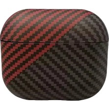 Zebana Zb-Ap8 Airpods Pro 2 Karbon Fiber Desenli Koruma Kılıfı Siyah - Kırmızı