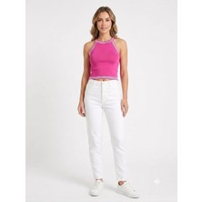 Onno Style Kolsuz Askılı Halter Yaka Triko Kadın Bluz
