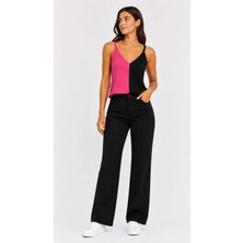 Onno Style Kolsuz Askılı V Yaka Triko Kadın Bluz