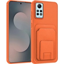 Xiaomi Redmi Note 12 Pro Uyumlu Kılıf Zebana Flexstand Kartlıklı Silikon Kılıf Turuncu