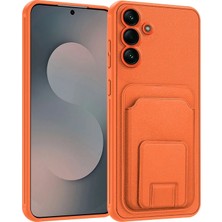 Samsung Galaxy A36 Uyumlu Kılıf Zebana Flexstand Kartlıklı Silikon Kılıf Turuncu