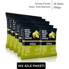 Shazel Hazır Türk Kahvesi | Antep Fıstıklı | 100 gr | 10 Paket