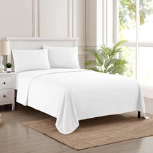 Sweet Home Collection 1800 Iplik Sayısı 53,34 cm Ekstra Derin Cep Çarşafı Yumuşak Mısır Kalitesi Fırçalanmış Mikrofiber Lüks Yatak Takımı Düz, Takım, 2 Yastık Kılıfı, Queen, Beyaz
