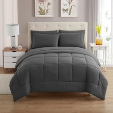 Sweet Home Collection Ultra Yumuşak Kuş Tüyü Alternatif Set ve Lüks Çarşaflar, Polyester, Gri, Queen
