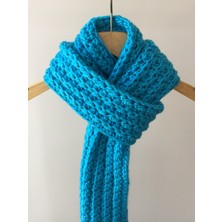 Mora Knit Atkı El Örgüsü Yünlü Parlak Cam Göbeği Atkı