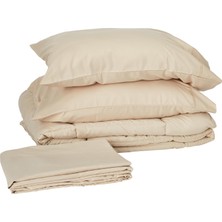 Sweet Home Collection 7 Parça Yorgan Seti Çanta Düz Renk Tüm Sezon Yumuşak Aşağı Alternatif Battaniye ve Lüks Mikrofiber Yatak Çarşafları, Bej, Ikiz Xl