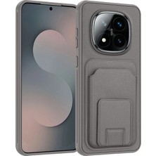 Xiaomi Redmi Note 14 Pro Plus 5g Uyumlu Kılıf Zebana Flexstand Kartlıklı Silikon Kılıf Gri