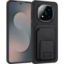 Xiaomi Redmi Note 14 Pro Plus 5g Uyumlu Kılıf Zebana Flexstand Kartlıklı Silikon Kılıf Siyah