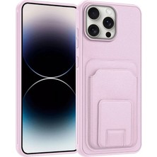 Apple iPhone 16 Pro Max Uyumlu Kılıf Zebana Flexstand Kartlıklı Silikon Kılıf Rose Gold