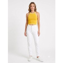 Onno Style Kolsuz Askılı Halter Yaka Triko Kadın Bluz