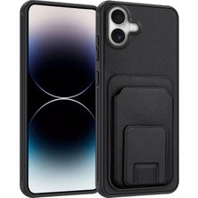 Apple iPhone 17 Uyumlu Kılıf Zebana Flexstand Kartlıklı Silikon Kılıf Siyah