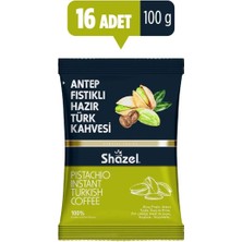 Shazel Antep Fıstıklı Hazır Türk Kahvesi 100G (100 G x 16 Adet )