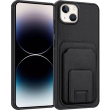 Apple iPhone 13 Uyumlu Kılıf Zebana Flexstand Kartlıklı Silikon Kılıf Siyah