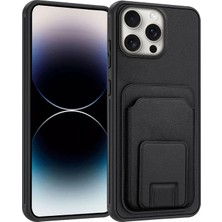 Apple iPhone 12 Pro Uyumlu Kılıf Zebana Flexstand Kartlıklı Silikon Kılıf Siyah