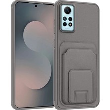 Xiaomi Redmi Note 12 Pro Uyumlu Kılıf Zebana Flexstand Kartlıklı Silikon Kılıf Gri