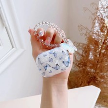 Zebana Zb-Ap7 Airpods 4. Nesil Kelebek Desenli Şeffaf Silikon Kılıf (Bileklik ve Aksesuar Dahil) Mavi