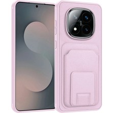 Xiaomi Redmi Note 14 Pro Plus 5g Uyumlu Kılıf Zebana Flexstand Kartlıklı Silikon Kılıf Rose Gold