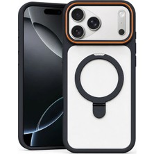 Apple iPhone 17 Pro Max Uyumlu Kılıf Zebana Magring Standlı Silikon Kılıf Siyah