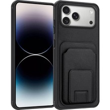 Apple iPhone 17 Pro Max Uyumlu Kılıf Zebana Flexstand Kartlıklı Silikon Kılıf Siyah