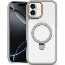 Apple iPhone 17 Uyumlu Kılıf Zebana Magring Standlı Silikon Kılıf Gri